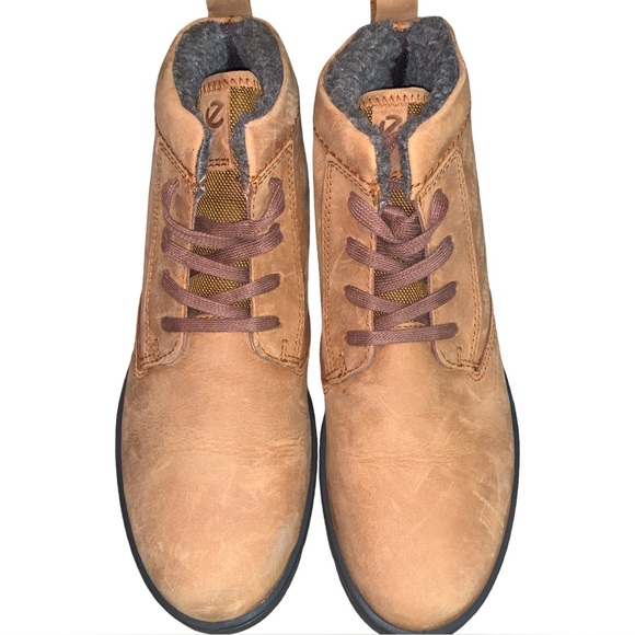 Ecco Bella Brown Hydromax Ankle Boots Sherpa Lined Lace Up Booties Shoes Size 8 - Picture 2 of 7